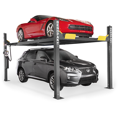 HD-9XW Four-Post Hoist with Standard Width and Tall Hoist by BendPak