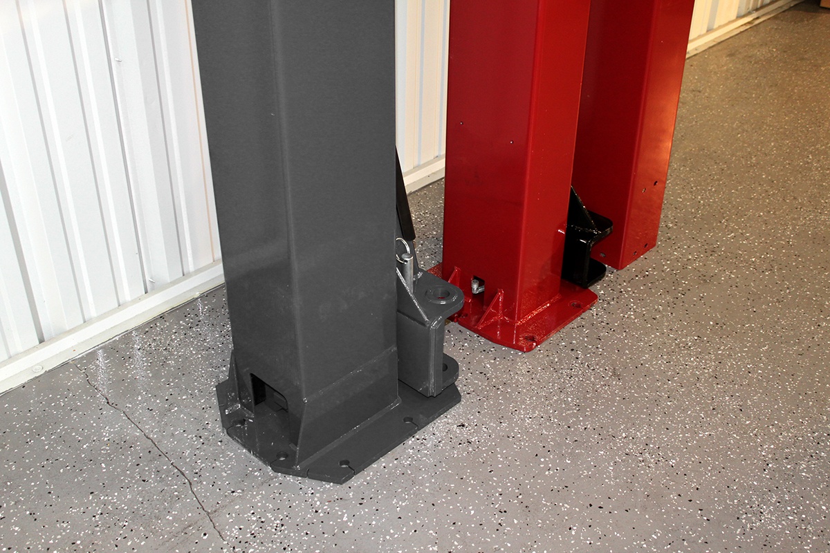 Bottom of Two-Post Hoist BendPak Compared to Challenger Lift