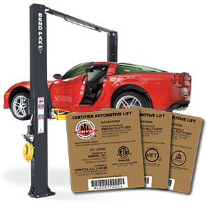 ALI Certified Hoist Two-Post Lifts with Gold Label
