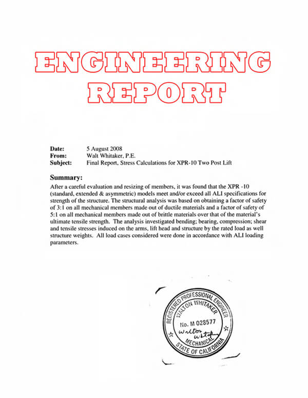 BendPak Structural Engineering Report bendpak-structural-engineering-report